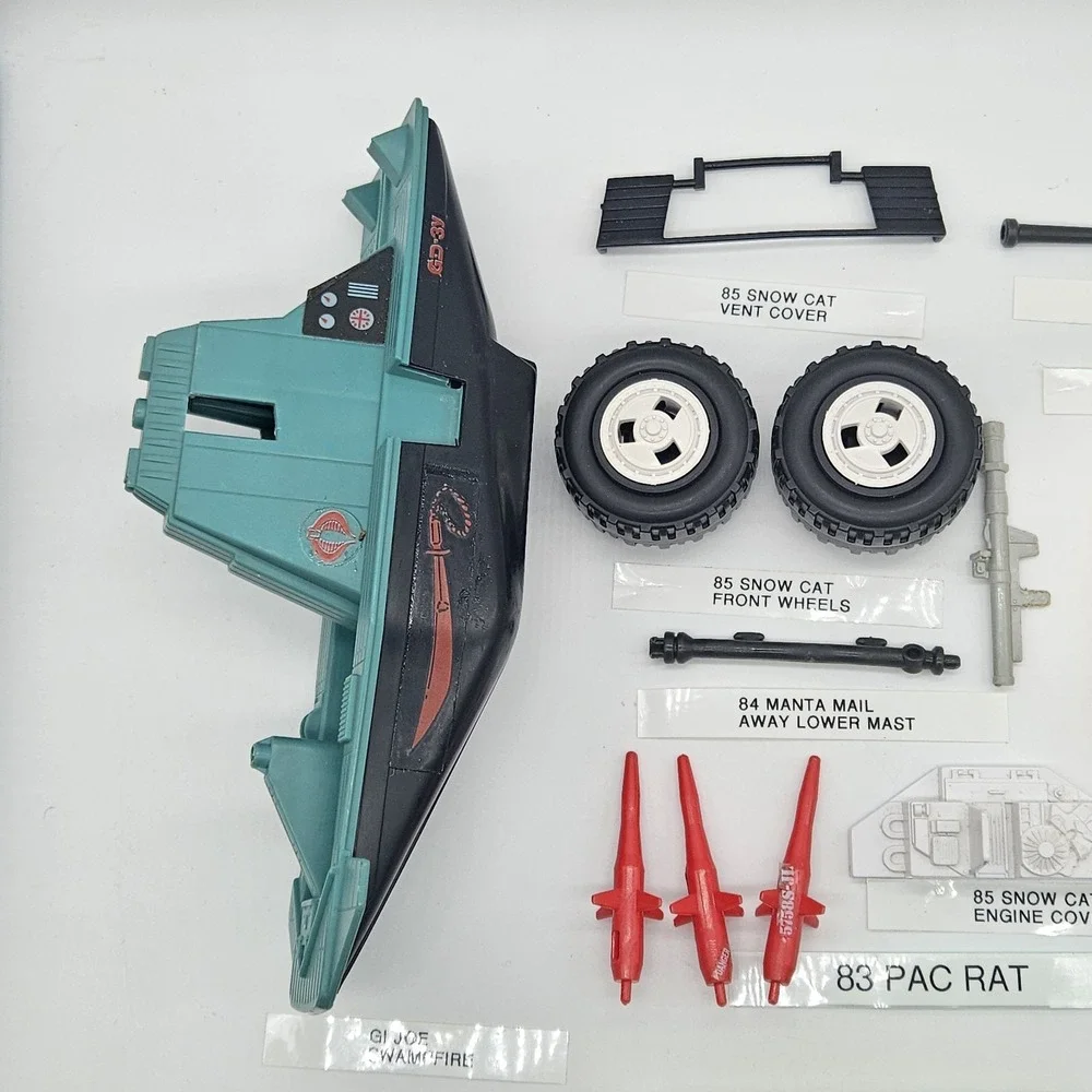 Vintage G.I. Joe Part Lot Swampfire Snow Cat Manta Mail AWE Striker PAC/RAT